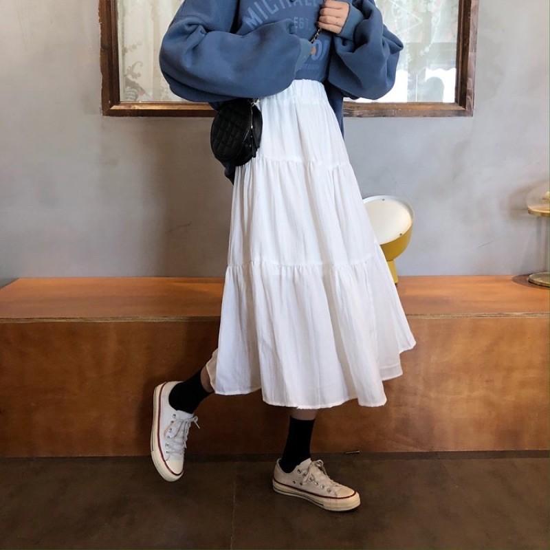 Chân Váy Nữ Voan Tầng Vintage 2 lớp Siêu Xinh 2 màu đen trắng