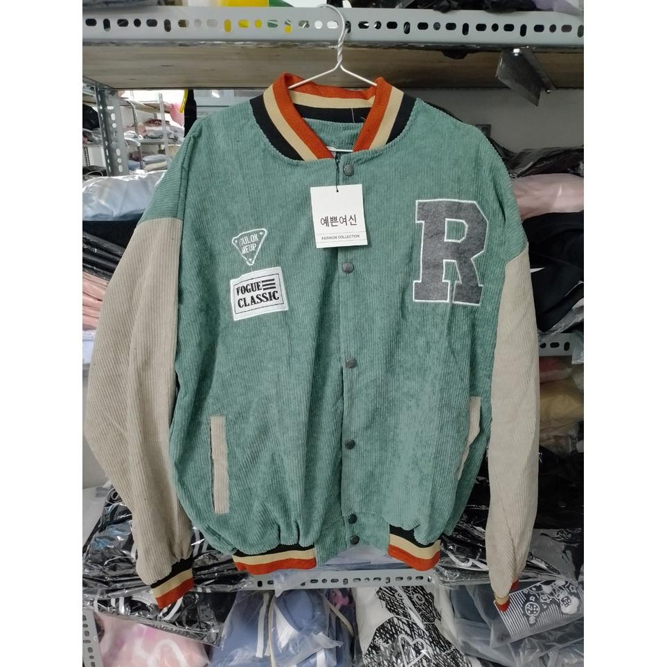 Áo Khoác Bomber Chất Nhung - Áo Bomber Nam Nữ Unisex Nhung Siêu Đẹp thêu LOGO CHỮ R