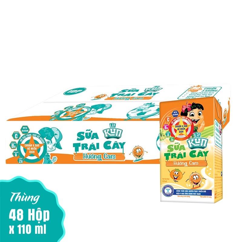 Kun sữa trái cây hương cam thùng 48 hộp x 110ml