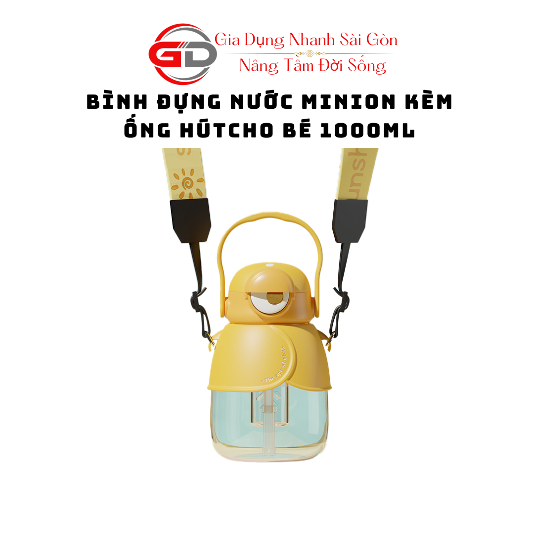 Bình nước Minion 1000ml Màu Vàng Dễ Thương Giành Cho Bé Đi Học