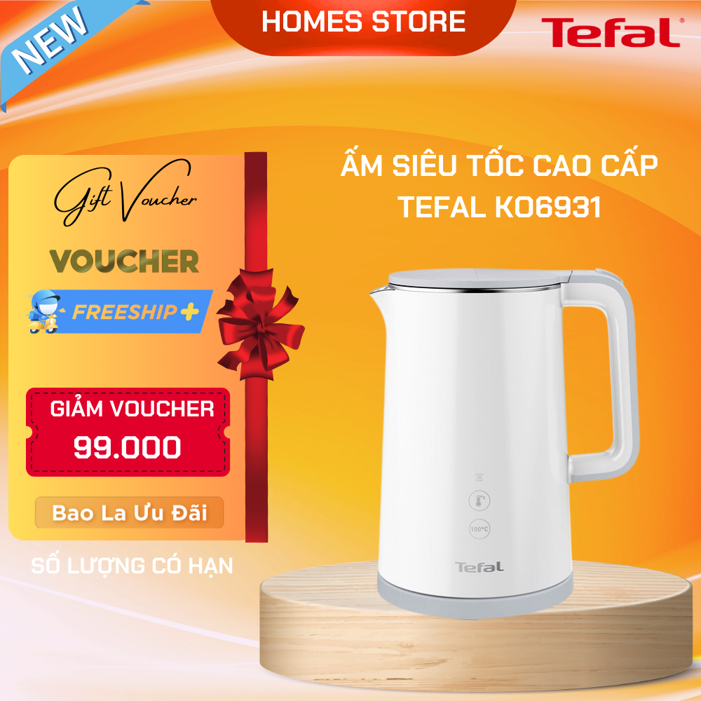 Ấm Siêu Tốc Thông Minh TEFAL - Nhập Khẩu Đức Wasserkocher Sense 5 Lít Có Chương Trình Nhiệt Độ, Dung Tích Công Suất Cao 1800 W - Hàng Nhập Khẩu