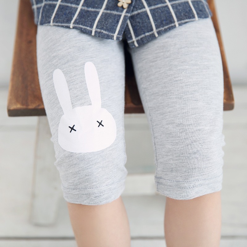 (Hàng đẹp video) Quần legging lửng quần thun lửng cotton quần ngố bé gái 2-8 tuổi chú thỏ chất siêu nhẹ mát