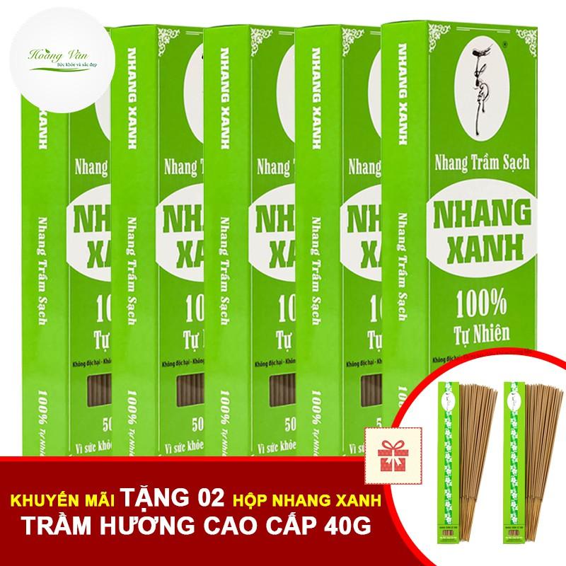 Combo 05 hộp nhang xanh trầm hương phổ thông Hộp 500 gram - Tặng 02 hộp 40g nhang xanh trầm hương cao cấp