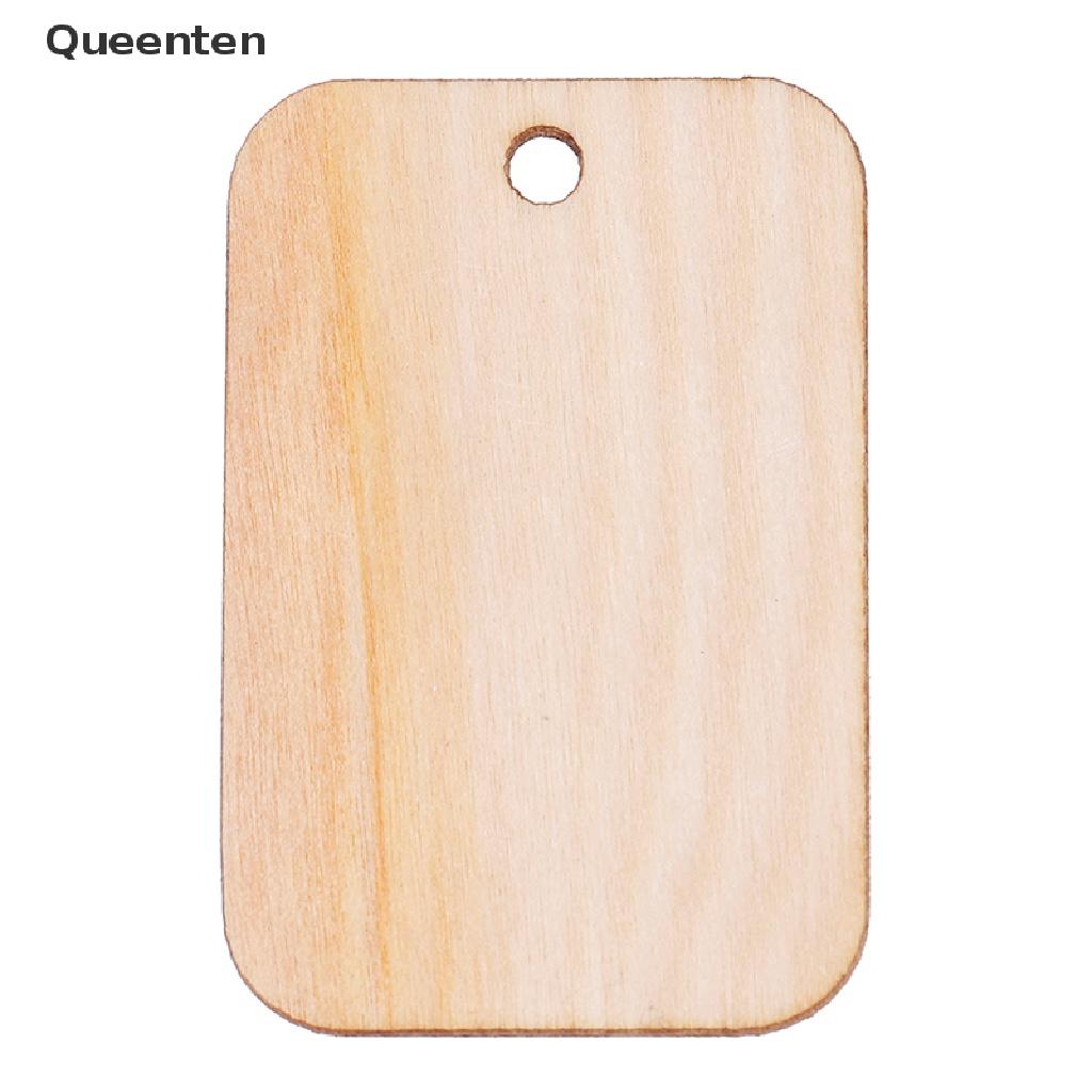 Queenten 50pcs Ornament Wood Planks Tags Wooden Hanging Labels Sheet DIY Engraving Crafts QT