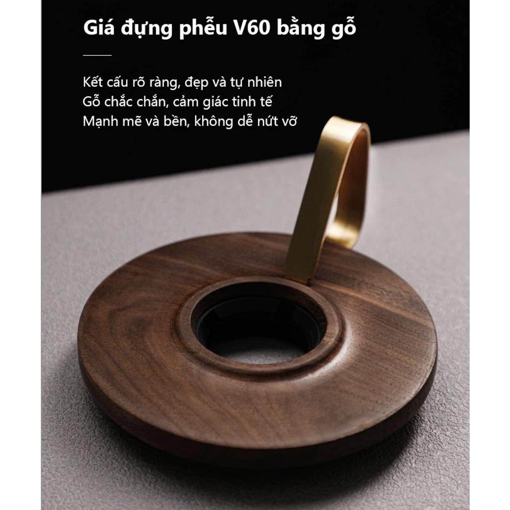 Phễu Prisma gỗ óc chó pha cà phê giấy lọc V60, phễu pha cafe Pour Over thương hiệu Hero