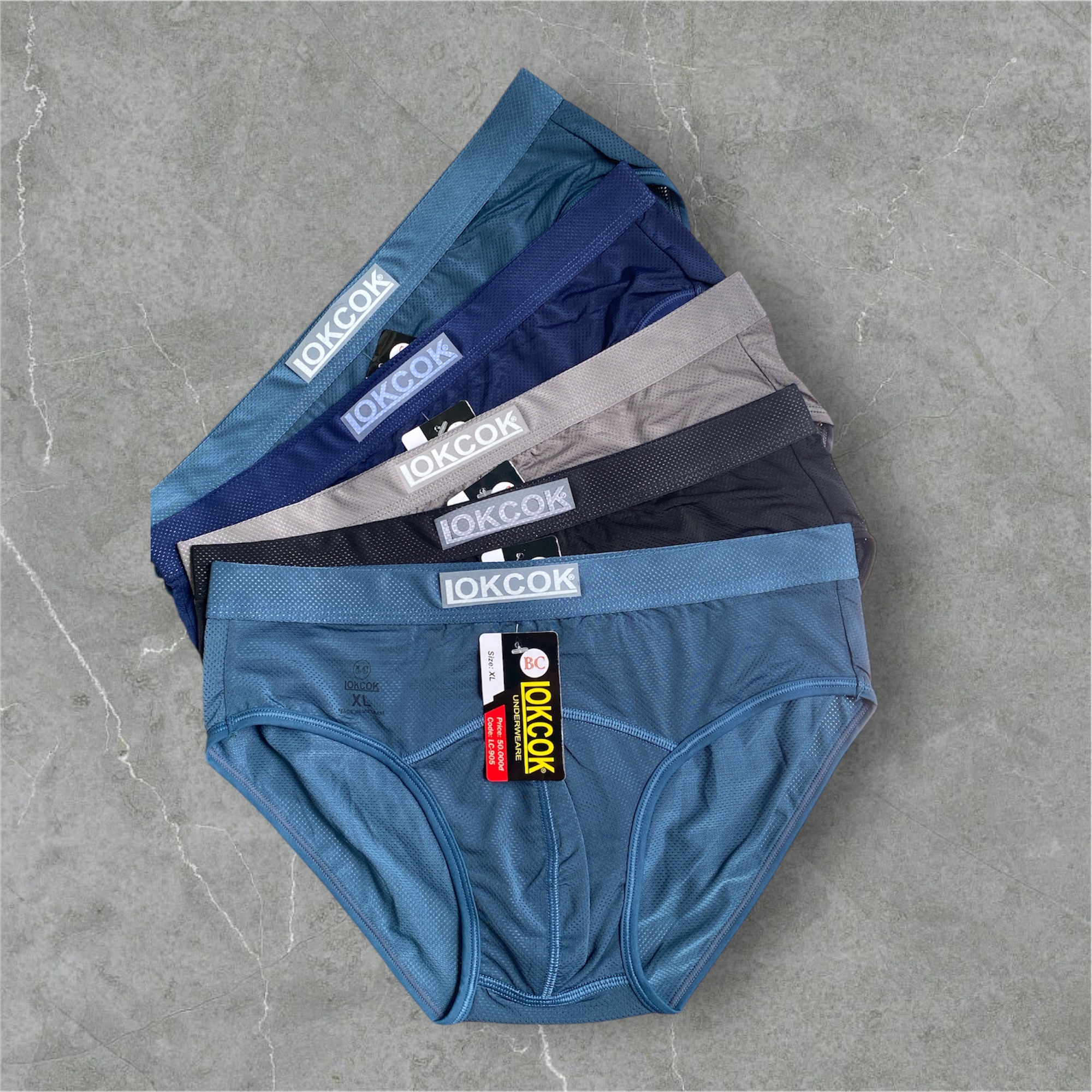 Combo 5 Quần Lót Nam Thun Lạnh Thông Hơi Trơn LokCok 905 Size M-3XL