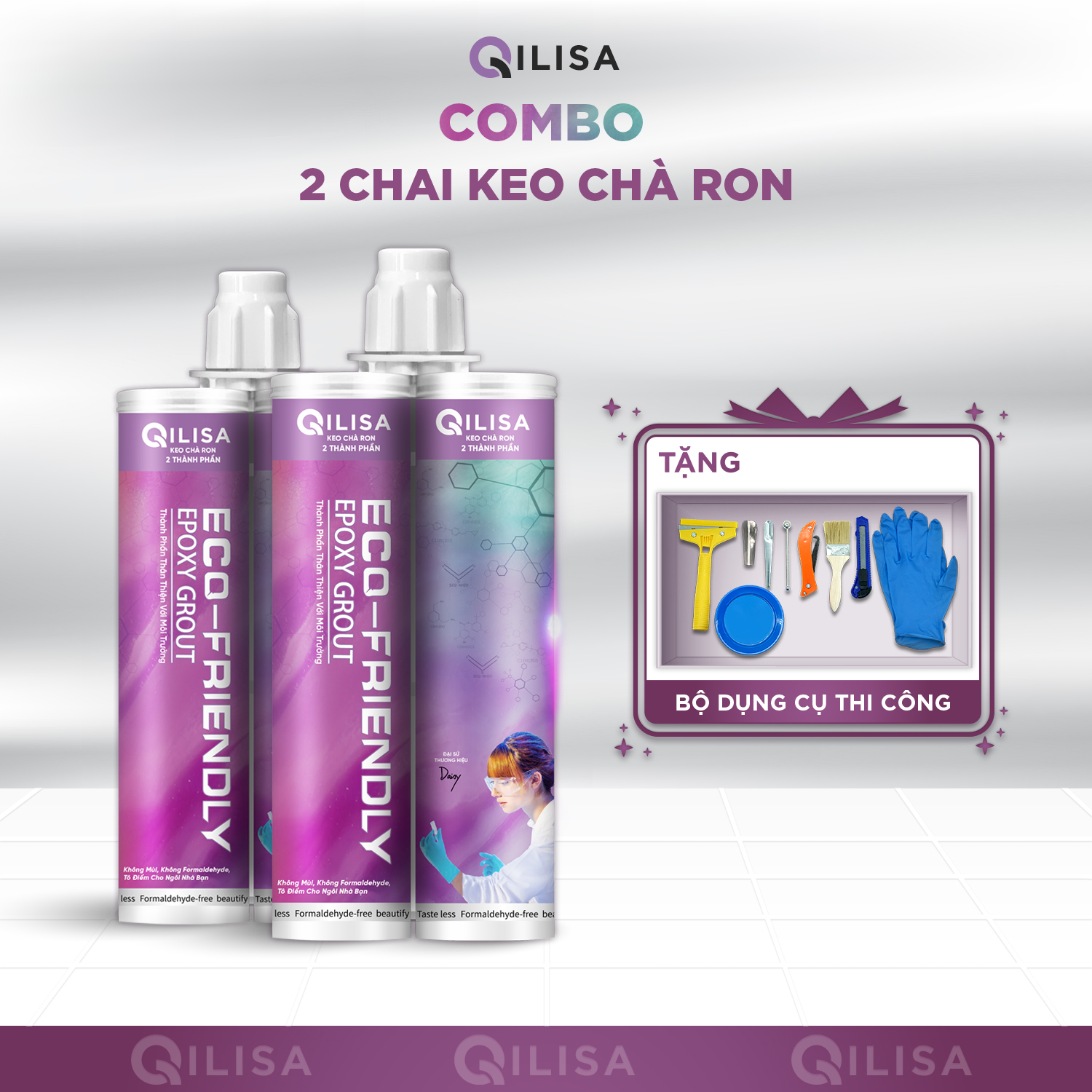 Keo Chà Ron Qilisa, Combo 2 Chai Keo Epoxy 2 Thành Phần 400ml ( Chống Thấm - Bám Bụi)