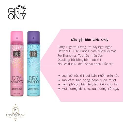 Dầu Gội Khô Giúp Tóc Sạch Dầu Và Trở Nên Bồng Bềnh Ngay Lập Tức Girlz Only Dry Shampoo 200ml