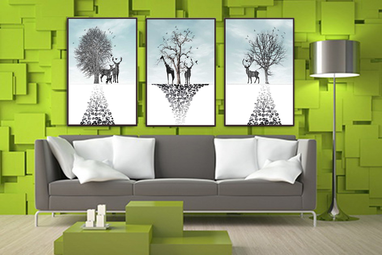 Bộ 3 Tấm Tranh Treo Tường Phòng Khách Thiên Nhiên (40 x 60) Q28-058