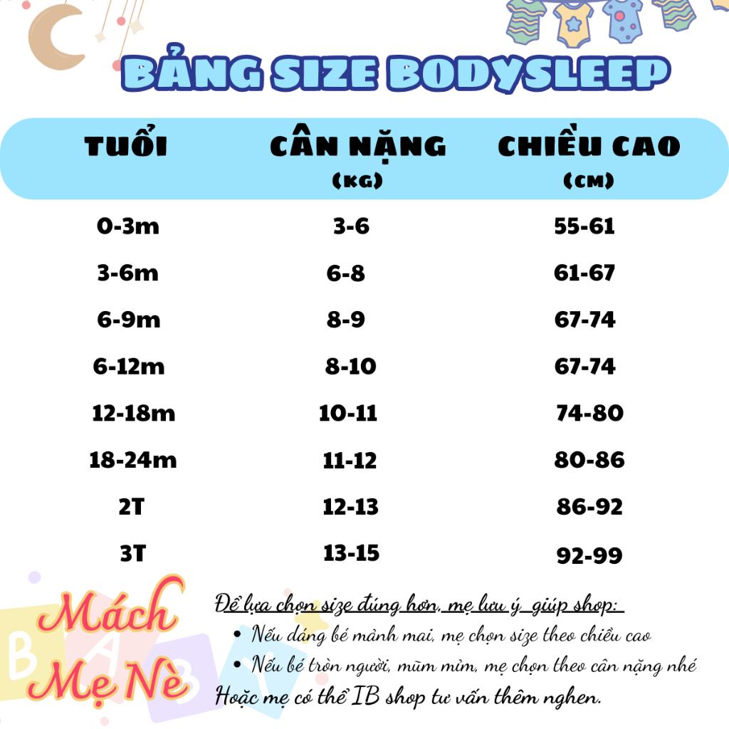 (Size 6-18m) Body ngủ chất cotton mềm mịn, FORM ÔM cho bé - hàng xuất dư nhiều hãng - NÊN ĐẶT TĂNG SIZE