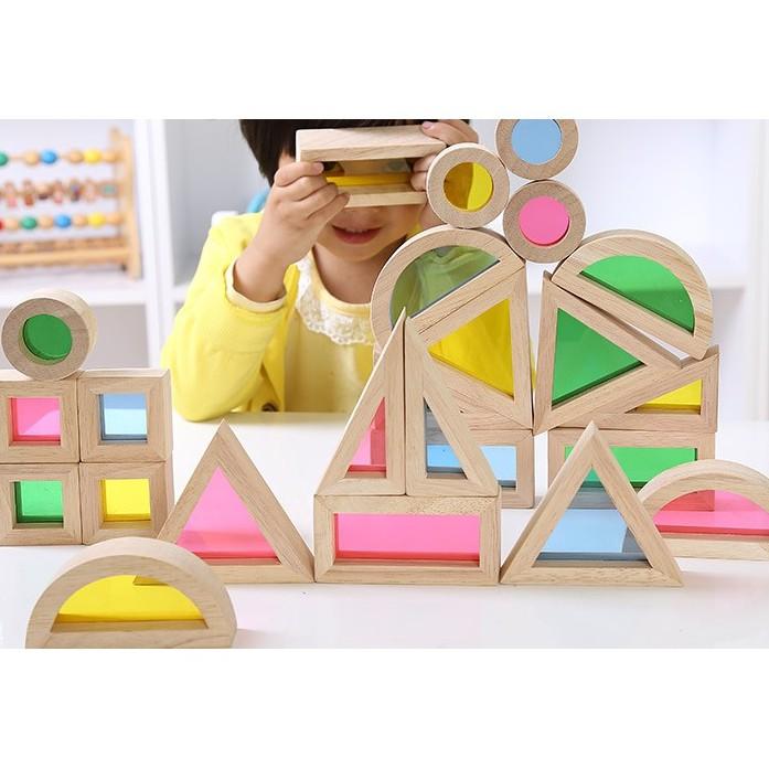 Đồ chơi gỗ - Khối màu kỳ diệu, Đồ chơi Montessori cho bé phân biệt màu và hình khối giúp phát triển kỹ năng hiệu quả