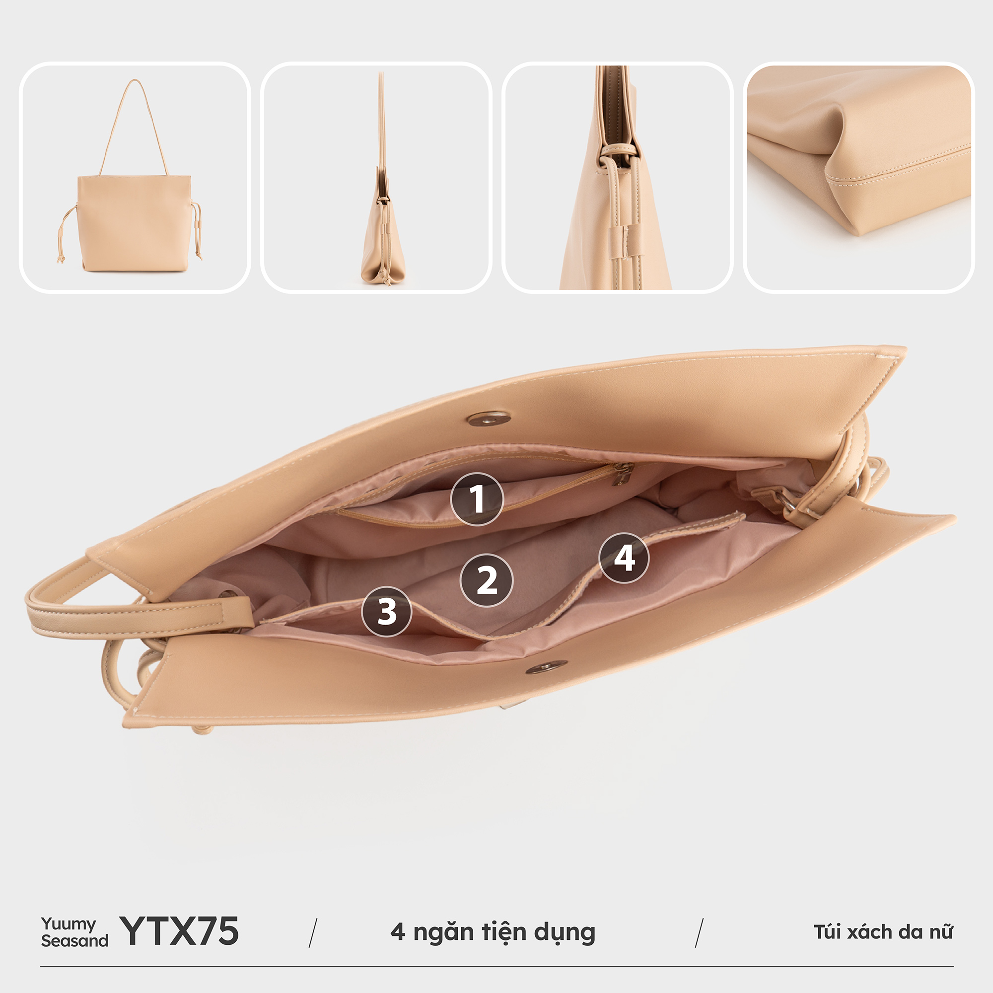 Túi Yuumy ( Thời trang nữ dáng vuông size 33 - Túi xách da Seasand YTX75 )