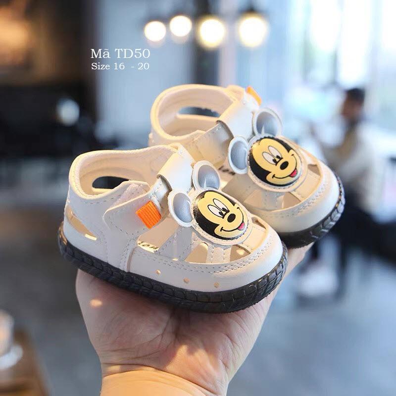 Dép tập đi cho bé/giày tập đi bé trai bé gái 0 - 18 tháng hình mickey đế cao su mềm êm kiểu Hàn Quốc chống trơn TD50