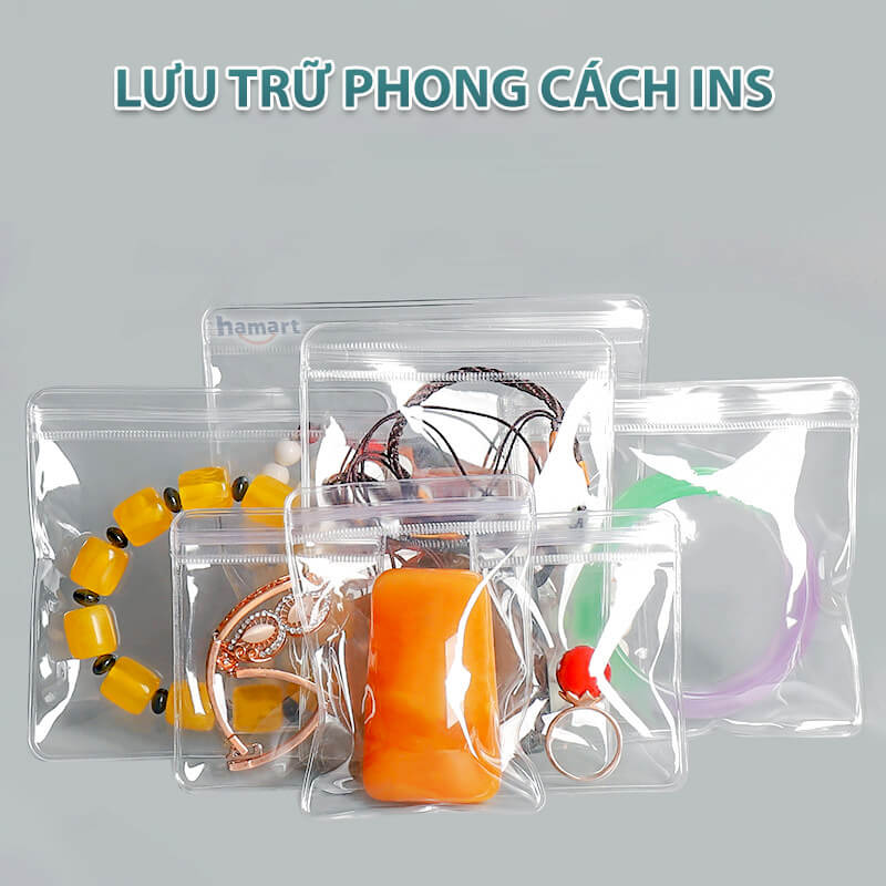 SET 5 Túi Zip PVC Trong Suốt Đựng Trang Sức Du Lịch Trưng Bày Chống Rỉ Sét Nhẫn Dây Chuyền