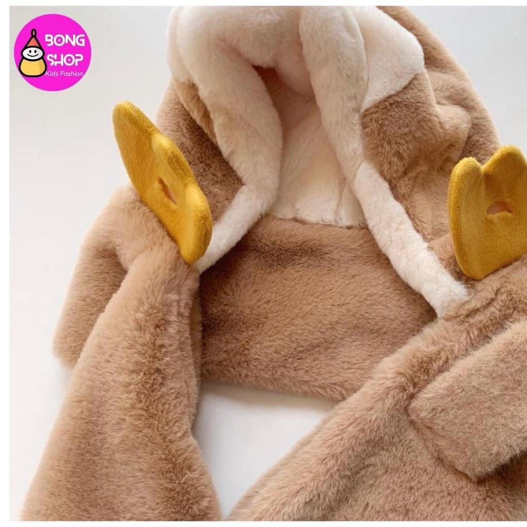 MŨ LỒNG KÈM KHĂN QUÀNG CỔ HÌNH VỊT SIÊU YÊU CHO BÉ