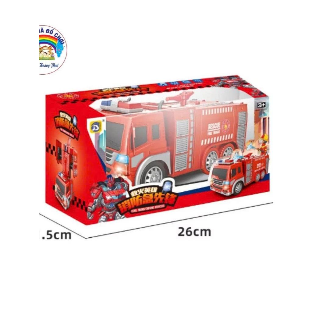 Đồ chơi Xe cứu hỏa biến hình Robot, có đèn và tiếng nhạc của xe cứu hỏa vui nhộn cho bé