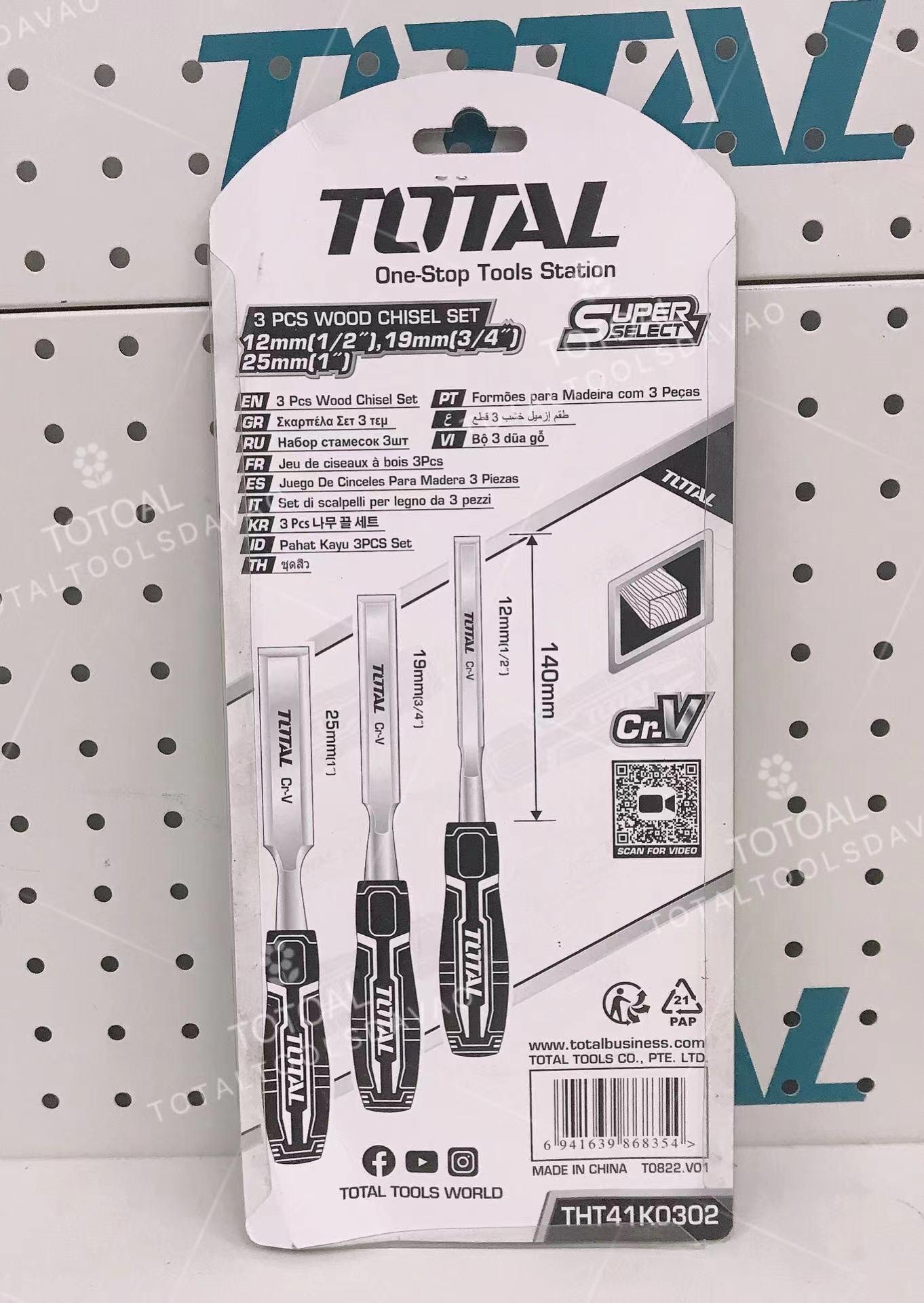 BỘ 3 ĐỤC GỖ TOTAL THT41K0302 - HÀNG CHÍNH HÃNG