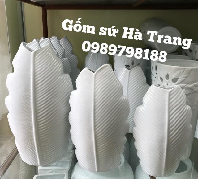 Lọ hoa 3 D gốm sứ Bát Tràng cao cấp dáng lá chuối