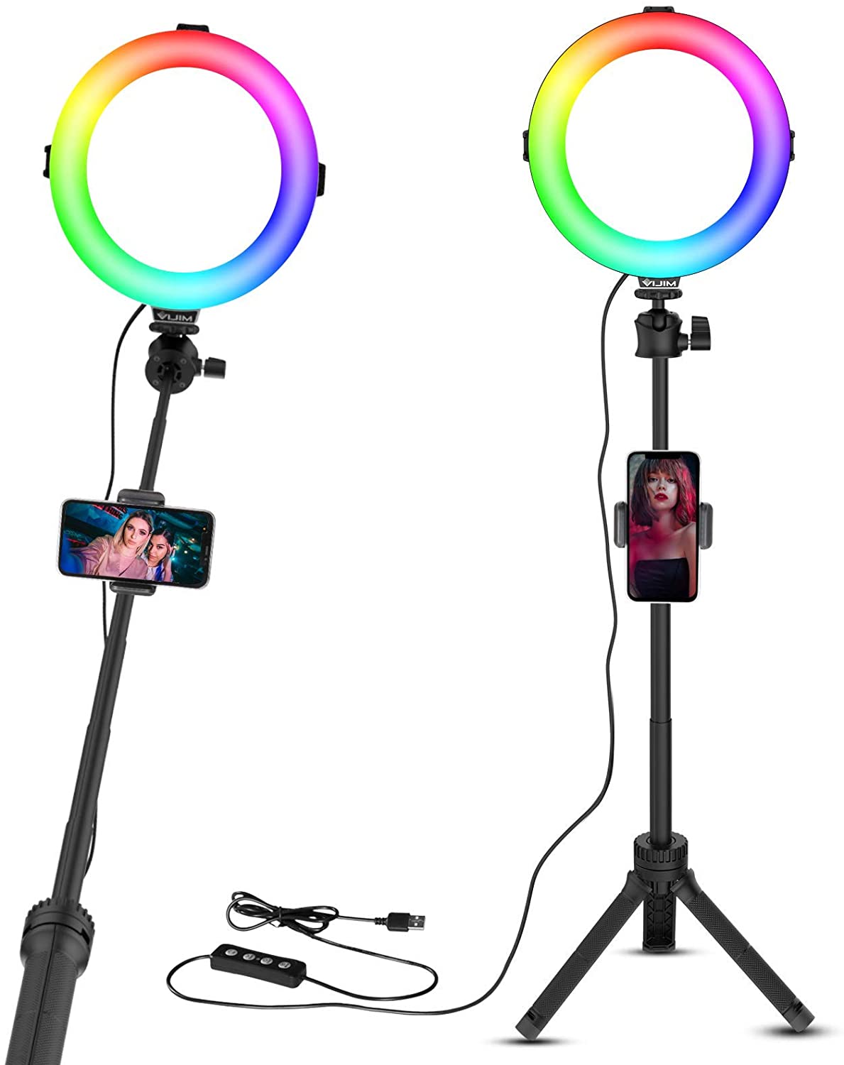 ULANZI VIJIM K9 RGB Đèn Led Đổi Màu Ring Light Stand + Phone Holder - Hàng Chính Hãng