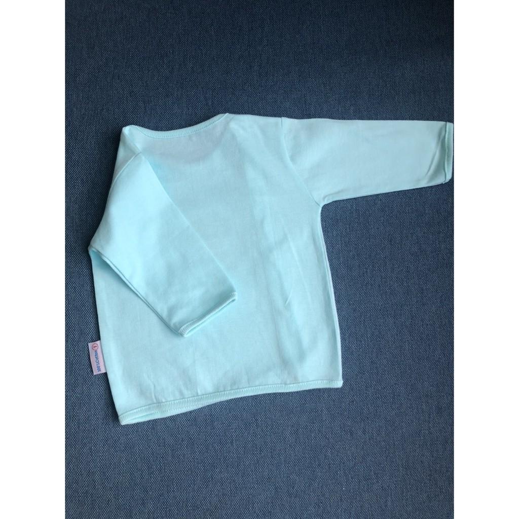 Áo sơ sinh cotton tay dài màu cài vai , quần áo trẻ em chất lượng