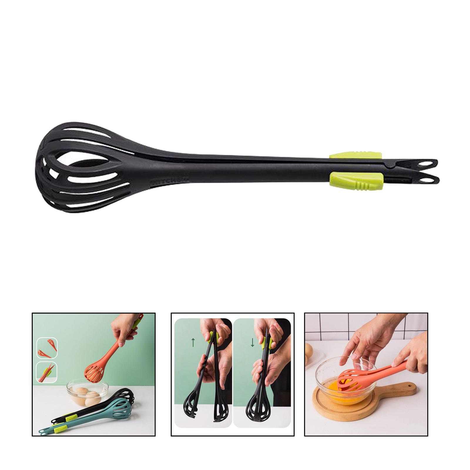 29cm Multi-functional Egg Beater, 2-in-1 Household Nylon Egg Whisk Mixer, Spaghetti Noodle Food Tongs with Hanging Holes