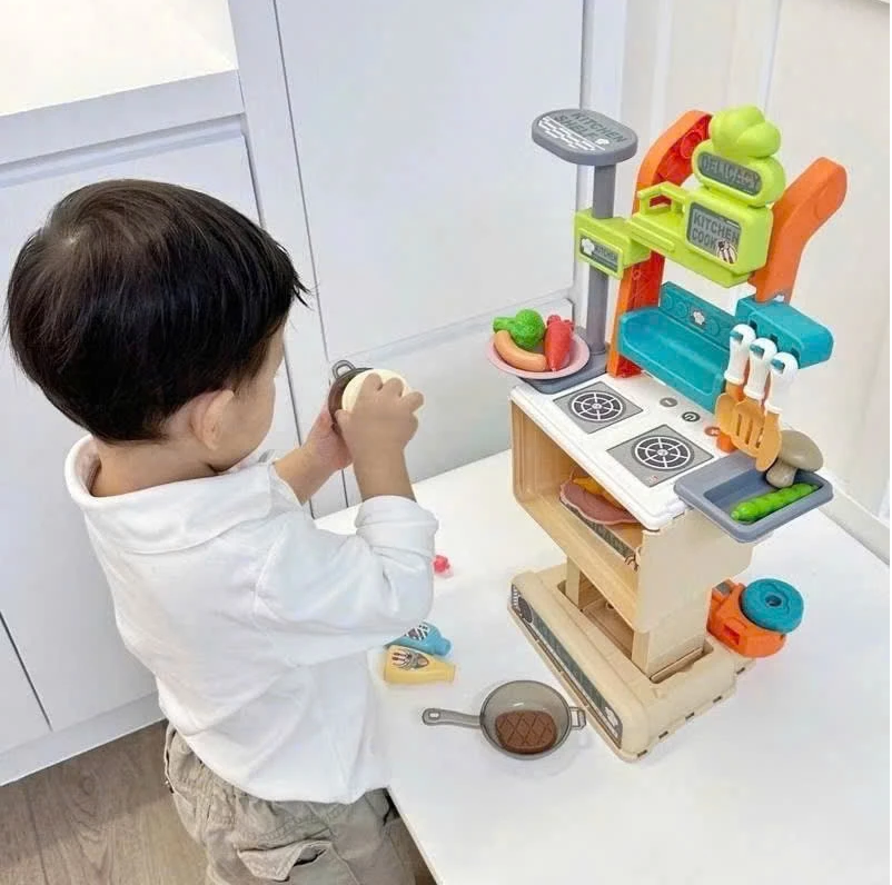 Đồ Chơi Xe Đẩy Siêu Thị Đa Năng 2in1 Có Thể Thay Đổi Thành Bếp Nấu Ăn Cho Bé, Đồ Chơi Nhập Vai Nấu Ăn