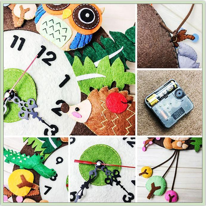  Handmade Đồng hồ vải treo tường hình động vật dễ thương, đồng hồ tự làm