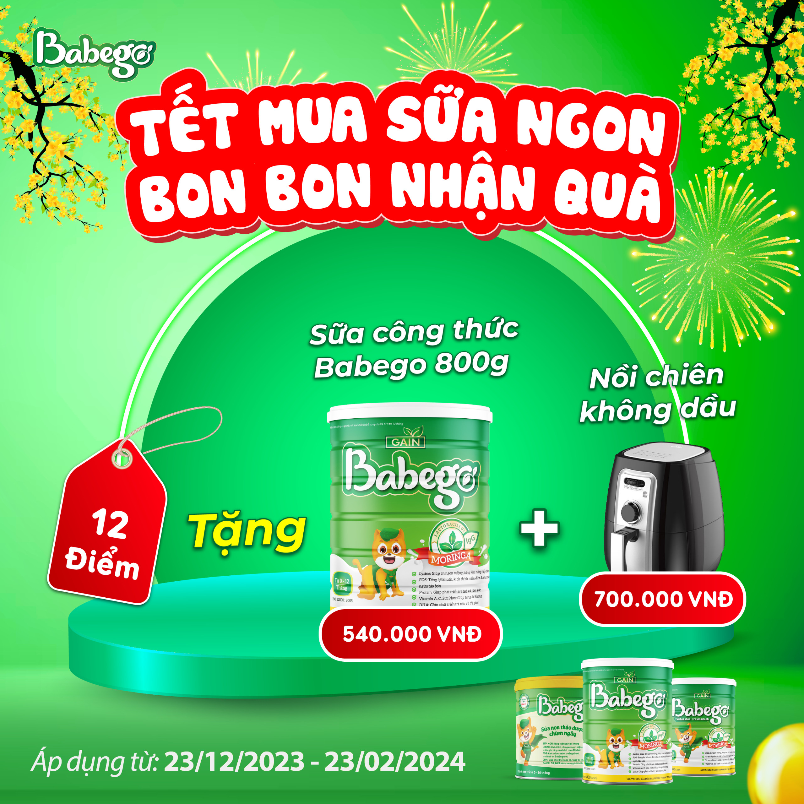 Sữa mát tăng cân, cải thiện biếng ăn, táo bón cho bé phát triển toàn diện Babego 0-12 tháng