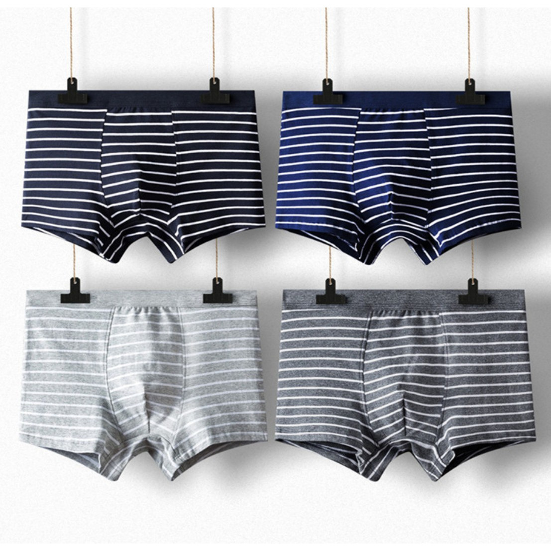 COMBO 4 quần lót nam cao cấp chất cotton kẻ ngang trẻ trung QA389