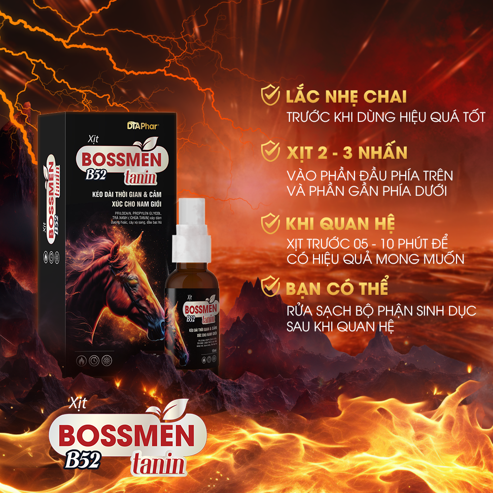 Xịt Bossmen B52 Hỗ trợ kéo dài thời gian và cảm xúc cho nam giới Chai 15ml