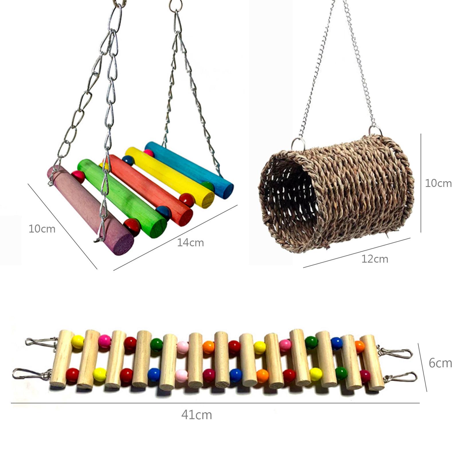 3 cái đồ chơi cho chim, Bậc Thang Gỗ, Lồng Chim Đu quay