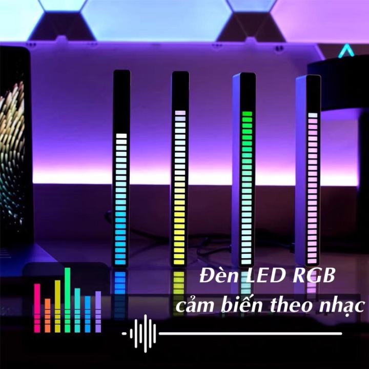 Thanh đèn led cảm ứng nhạc MT7A - Đèn led RGB nháy theo nhạc 32 hạt - Sử dụng nguồn USB, không sạc, không app - 8 chế độ nháy, 18 màu sắc - Tích hợp mic thu âm cảm biến nhạc cực nhạy - Trang trí, décor bàn làm việc, gaming, xe hơi, quay video tiktok