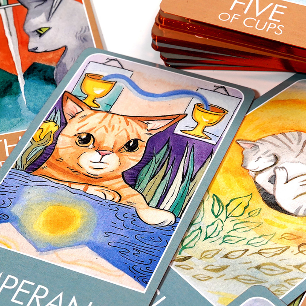 [Mạ Cạnh Size Gốc] Bộ Bài Tarot Cats 78 Lá Bài 7x12 Cm Đá Thanh Tẩy