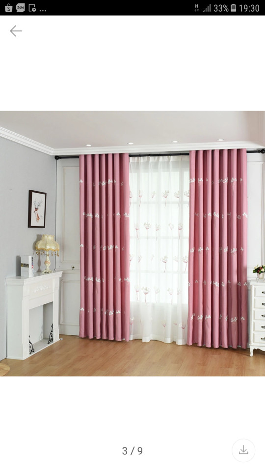RÈM CỬA BỒ CÔNG ANH THÊU XANH, HỒNG SIZE 1M NGANG X 2M7 CAO (1 TẤM )