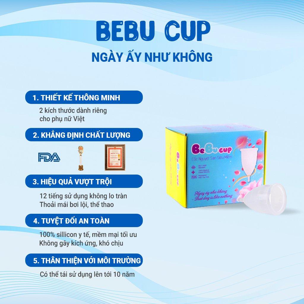 Cốc Nguyệt San BeBuCup Chính Hãng,100% Silicol Y Tế siêu mềm