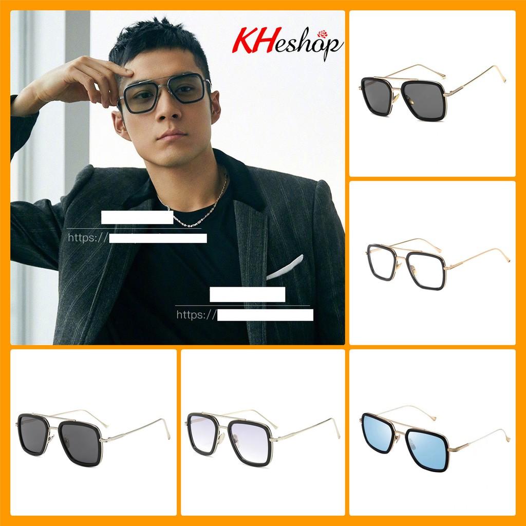 Kính thời trang cao cấp phong cách Tony Stark- Iron Man tròng vuông nam nữ chống nắng, chống bụi, chống tia UV400 mã 116