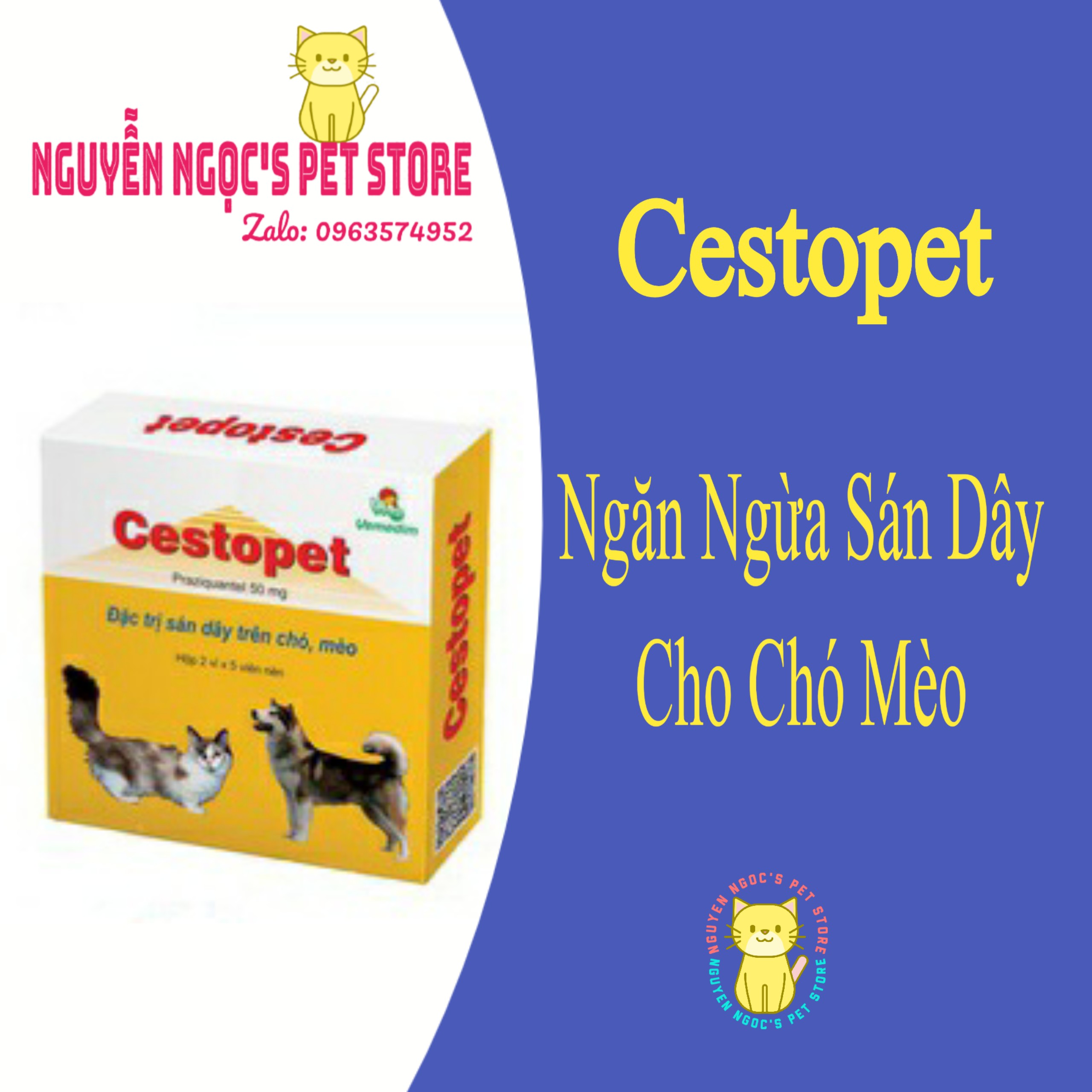 Cestopet Vemedim - 1 Viên ngăn ngừa sán dây dành cho CHÓ MÈO