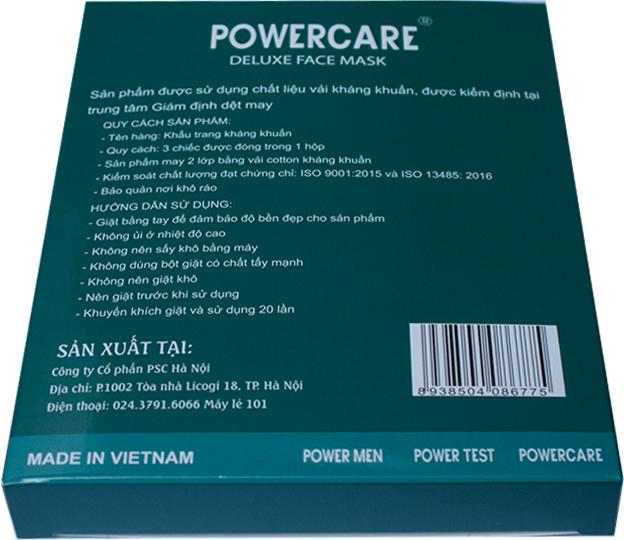 Khẩu trang vải Kháng Khuẩn Powercare Hộp 3 Chiếc - Combo 3