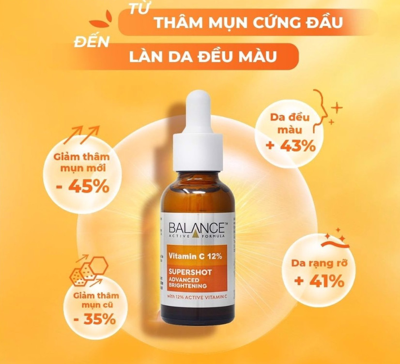Serum Sáng Da Mờ Thâm Balance Active Formula Vitamin C 12% Supershot Advanced Brightening Serum 30ml