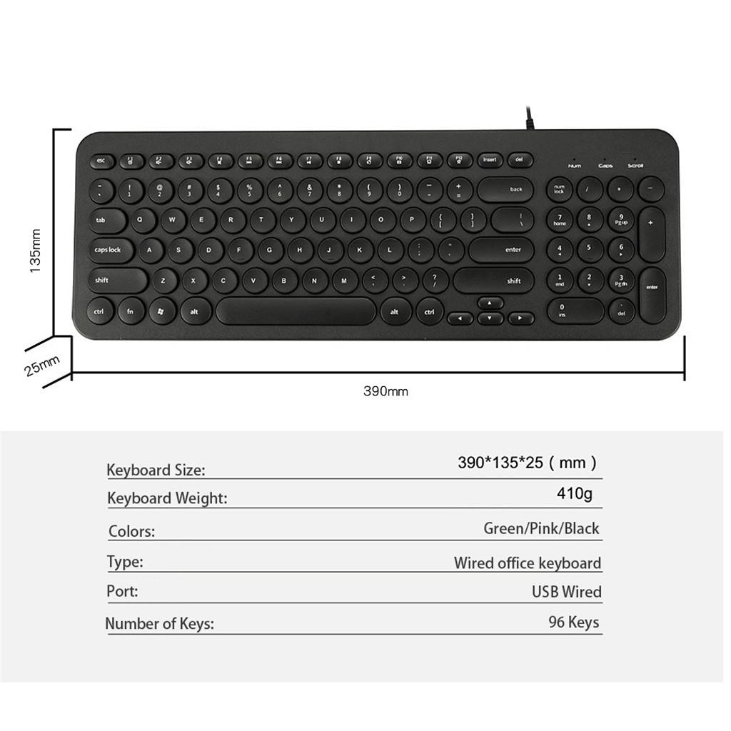 Ultra Thin Keyboard Multimedia Wired USB 96 Keys Office Keyboard