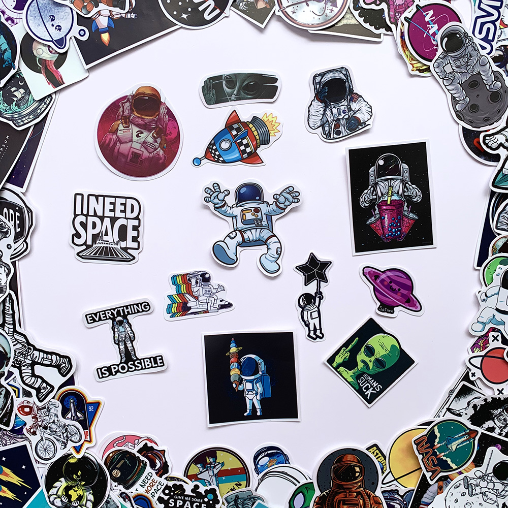 Sticker Space Astronaut Không Gian Du Hành Vũ Trụ Ngẫu Nhiên Chất Lượng Cao Chống Nước Trang Trí Nón Bảo Hiểm Vali Đàn