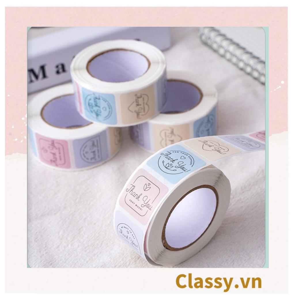 Cuộn 500 miếng tem vuông Decal in nhiệt, sticker Thank You giá rẻ, tem dán bán sản phẩm tô điểm gói quà Q1693