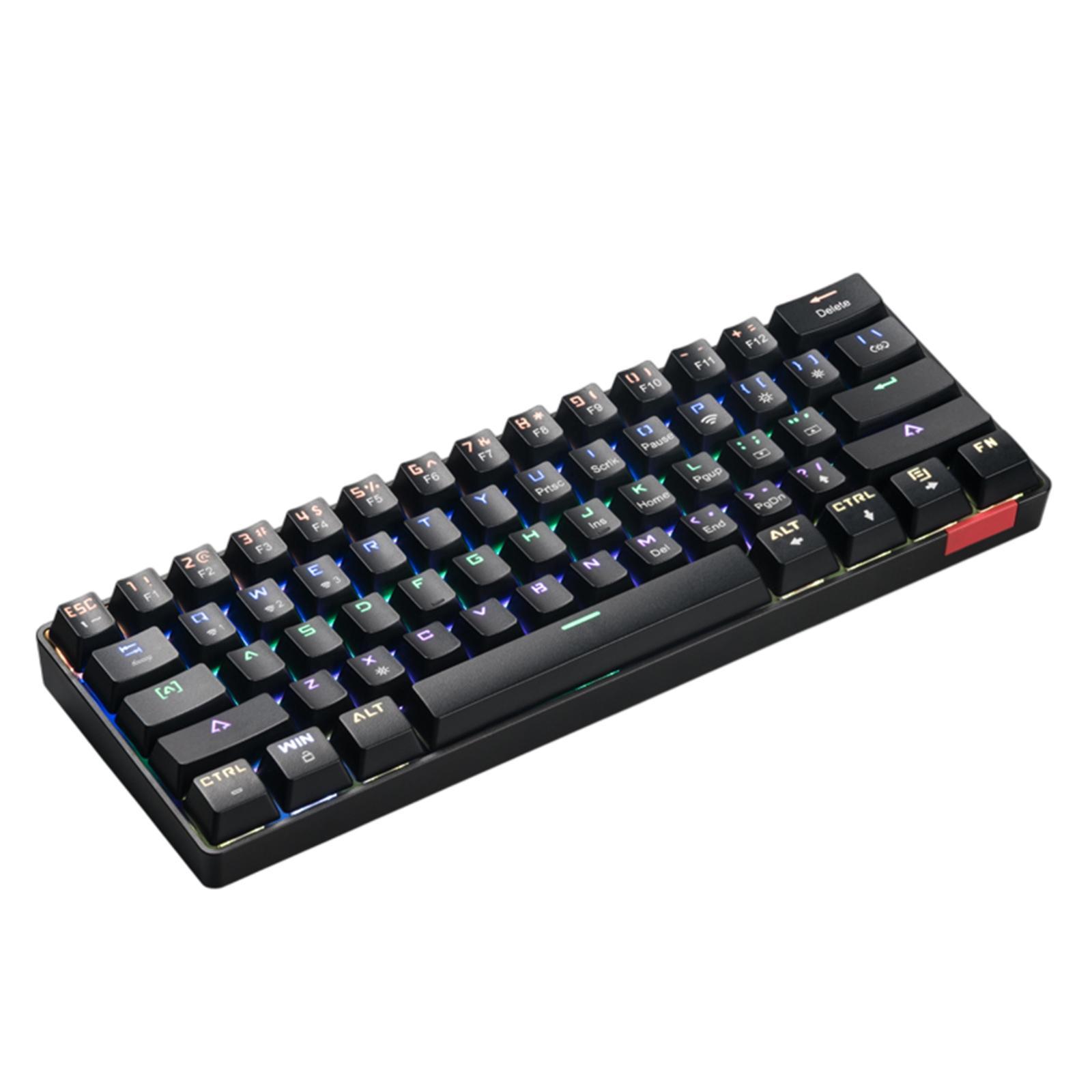 DIK61 Wireless 60% Mechanical Gaming Keyboard, Compact Bluetooth Mechanical Keyboard Blue Switches, 61 Keys, Compatible for Multi-Device Connection