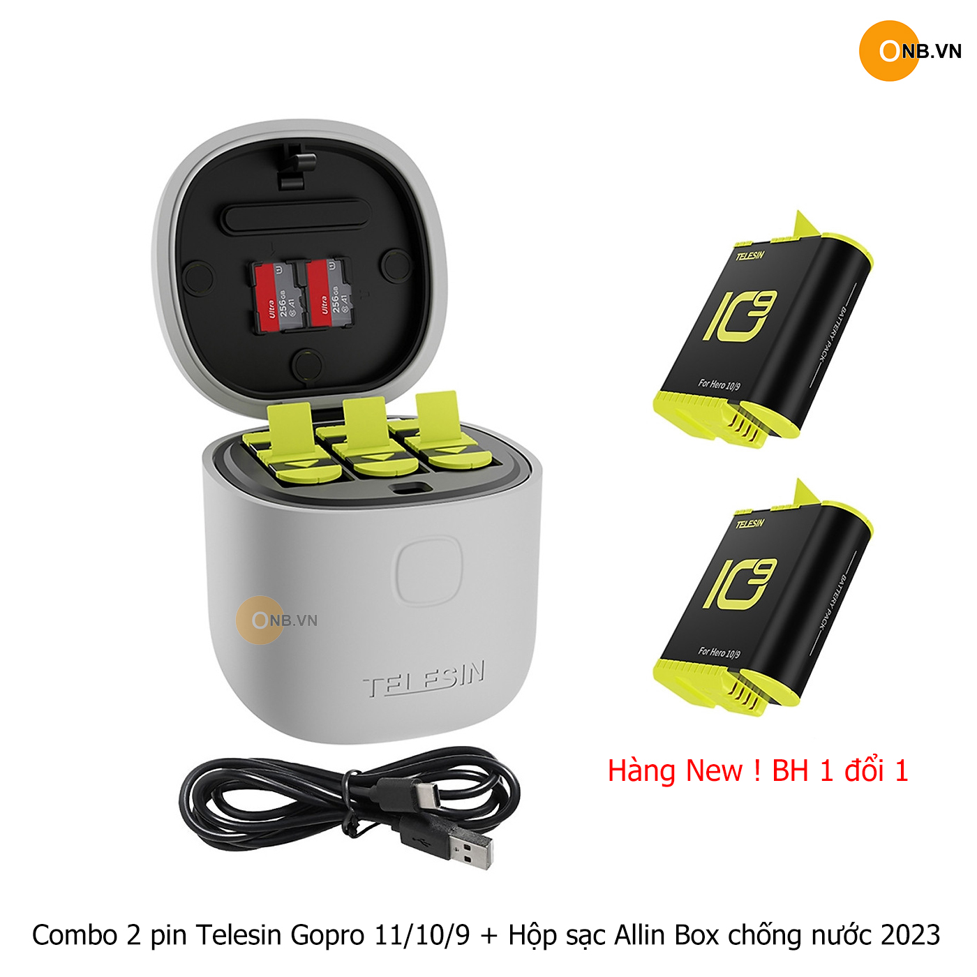 Combo 2 Pin Telesin Gopro 11 10 và hộp sạc Allin Box mẫu mới 2023