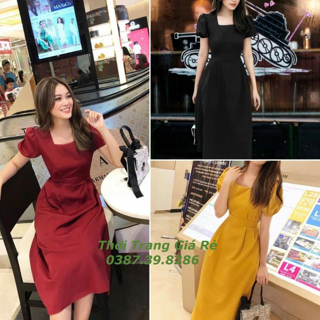 ĐẦM CỔ VUÔNG TAY PHỒNG