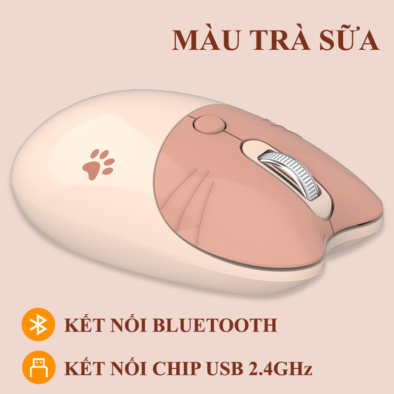 Chuột không dây MOFII M3 thiết kế tai mèo kết nối bằng chip USB 2.4 và BLUETOOTH với điện thoại, máy tính,... - Hàng Chính Hãng