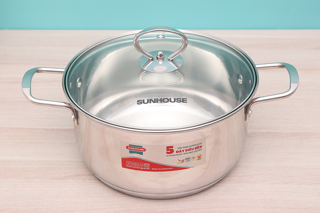 NỒI INOX 5 ĐÁY SUNHOUSE 16-20-24CM SHG788-16,20,24