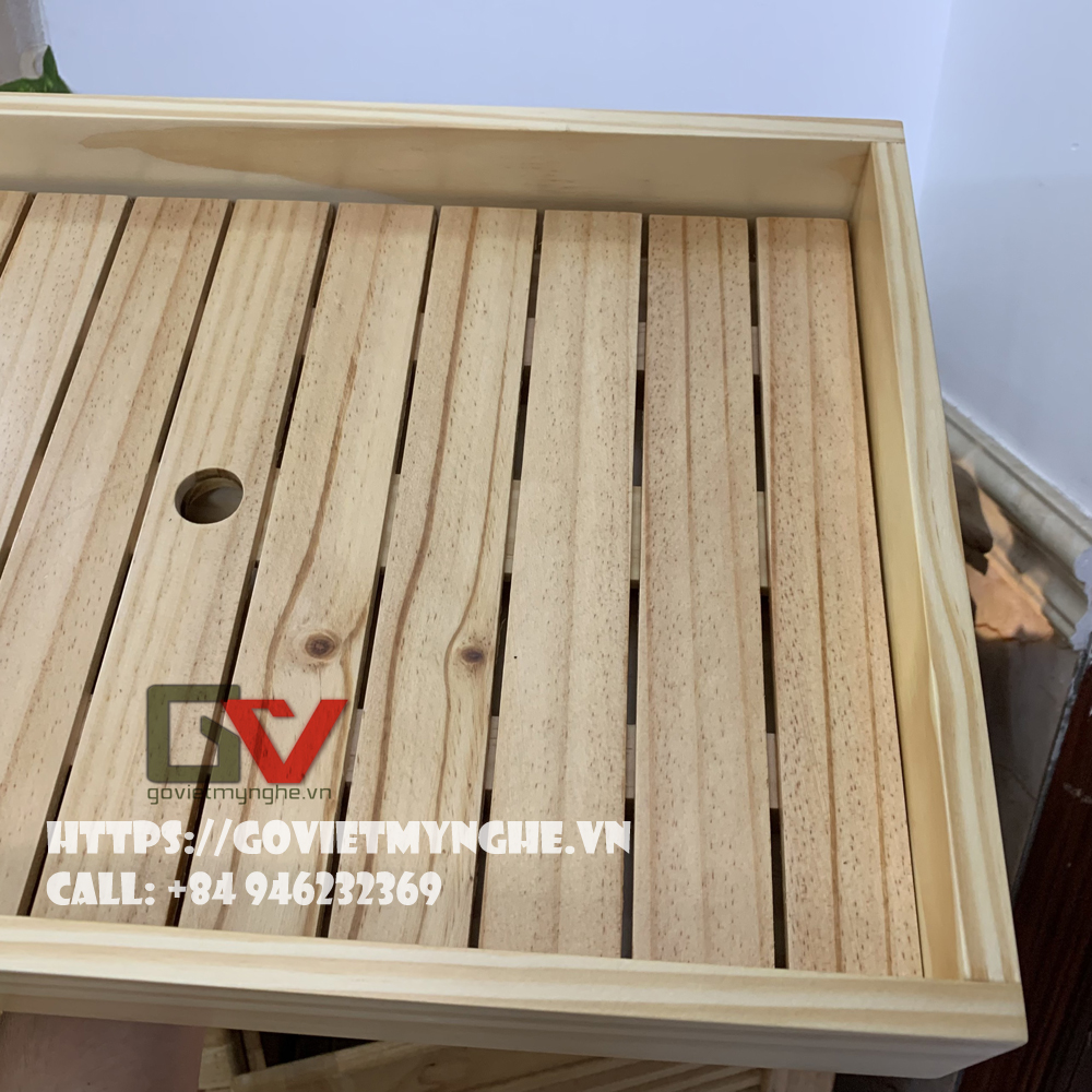 Khay gỗ chữ nhật trang trí món ăn - khay gỗ đựng đồ ăn phong cách Nhật Bản - Gỗ thông