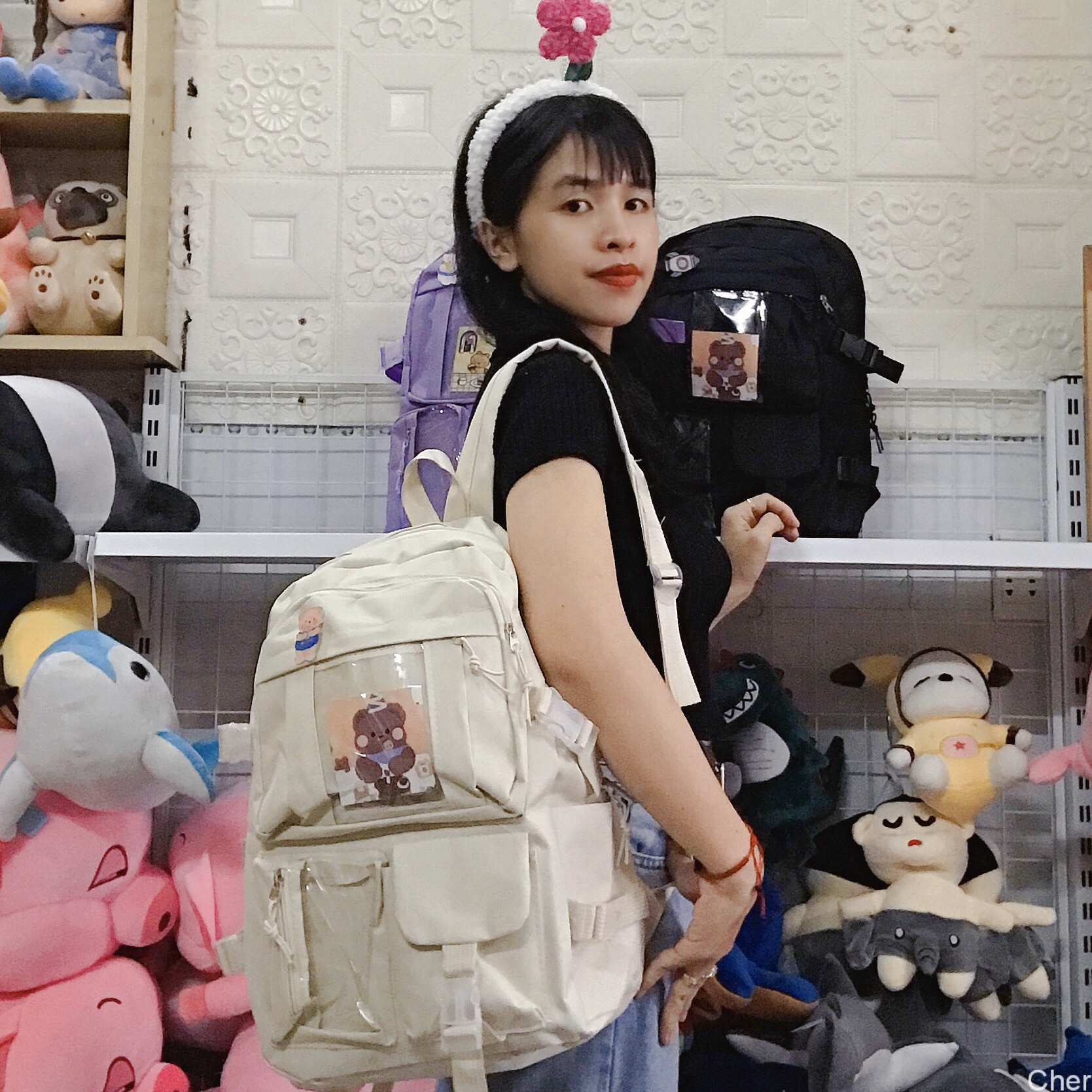 Balo Ulzzang Thời Trang Nữ Đi Học Đi Chơi Dễ Thương Thời Trang Vải Bố