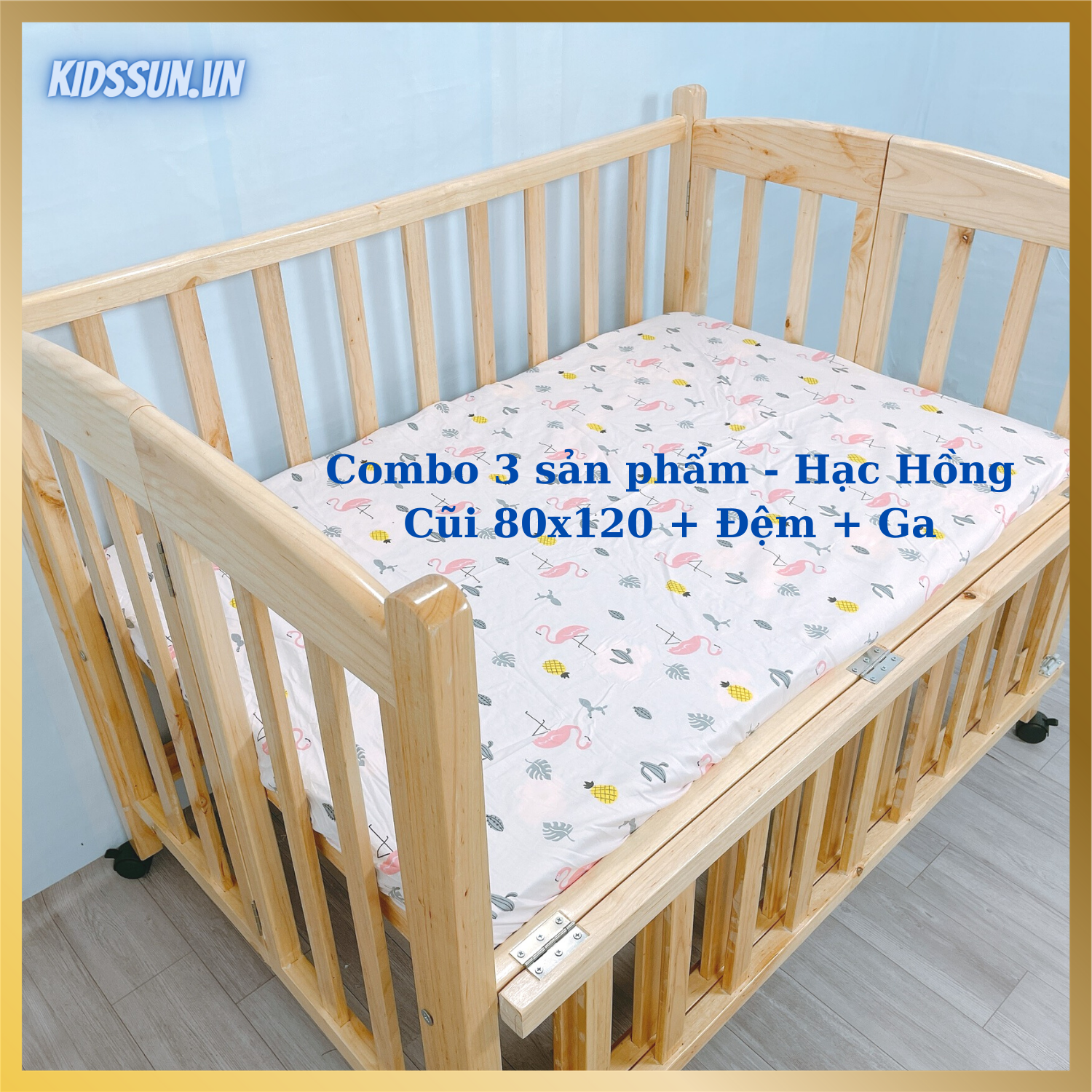 Nôi Cũi 3 Tầng Gỗ Quế Combo 3 Sản Phẩm Giường Cũi Kích Thước Tặng Bánh Xe